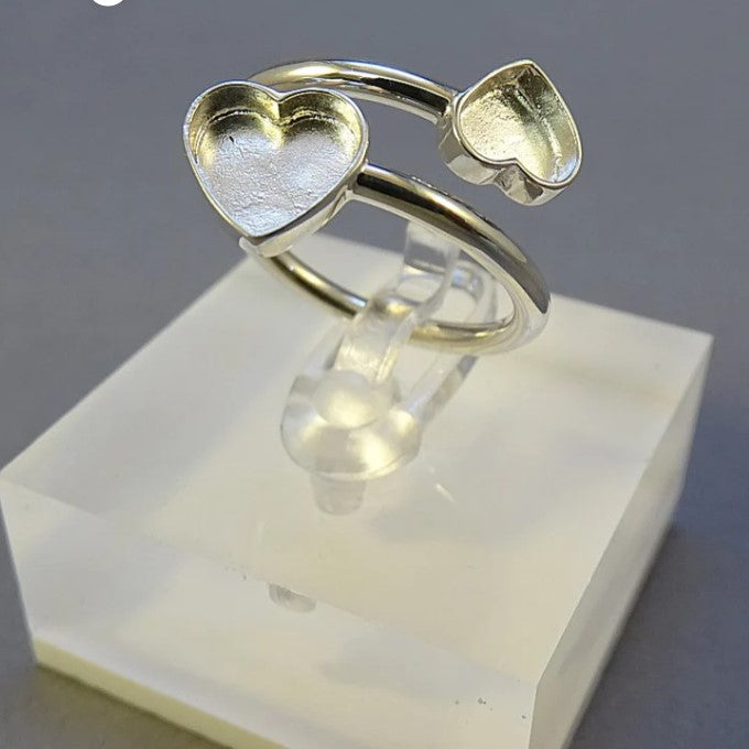 Double Heart Adjustable Ring
