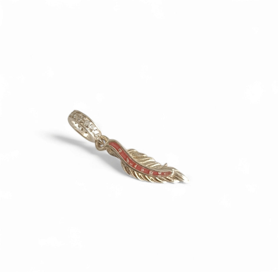 Feather CZ Dangle Bracelet Charm
