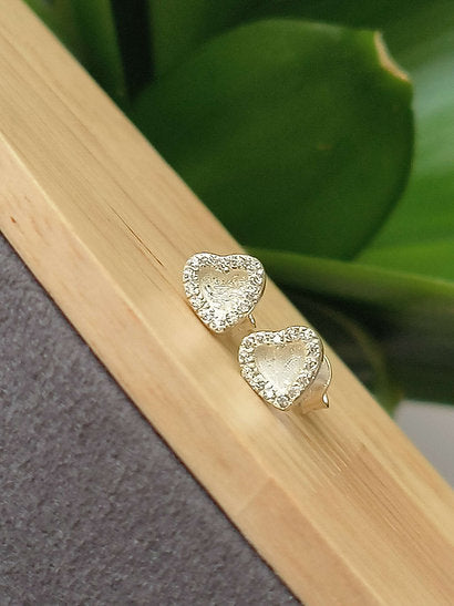 CZ Heart Stud Earrings