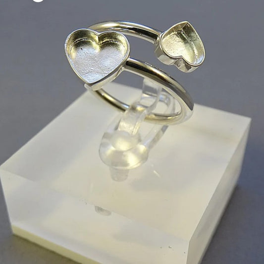 Double Heart Adjustable Ring
