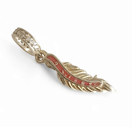 Feather CZ Dangle Bracelet Charm