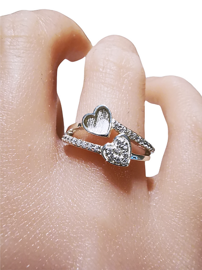 Twin Heart CZ Ring